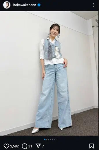 【画像・写真】“美しすぎる気象予報士”穂川果音　デニムコーデ披露に「あしなが」「めっちゃお似合い」「バッチリ」