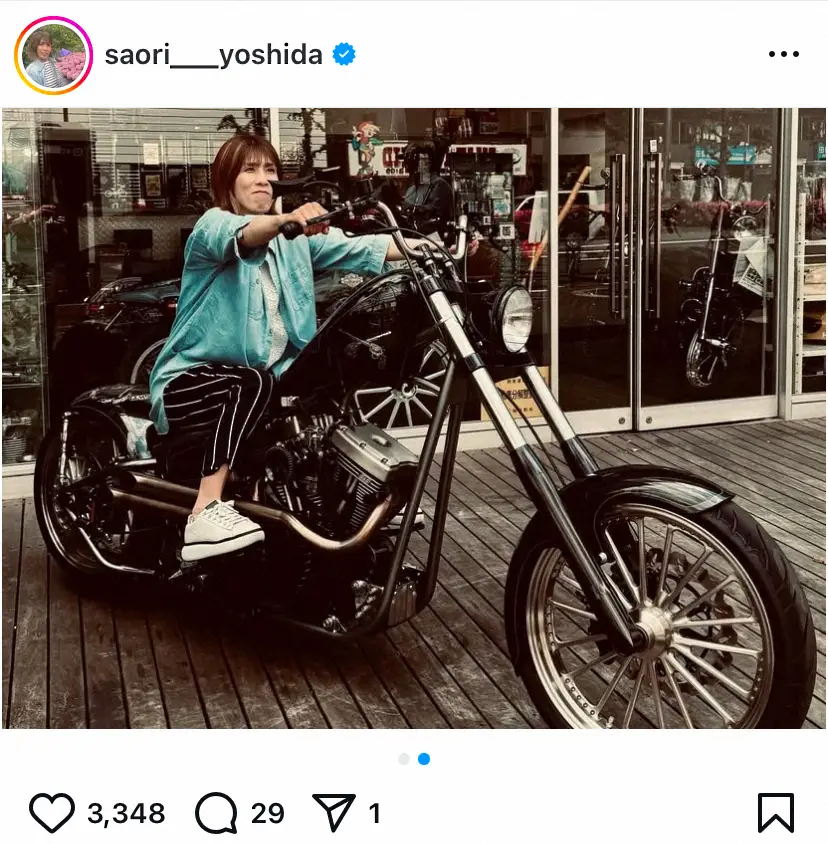 【画像・写真】吉田沙保里さん「免許持ってないけど…」ハーレーにまたがる写真に反響「かっこいい」「めちゃ似合う」