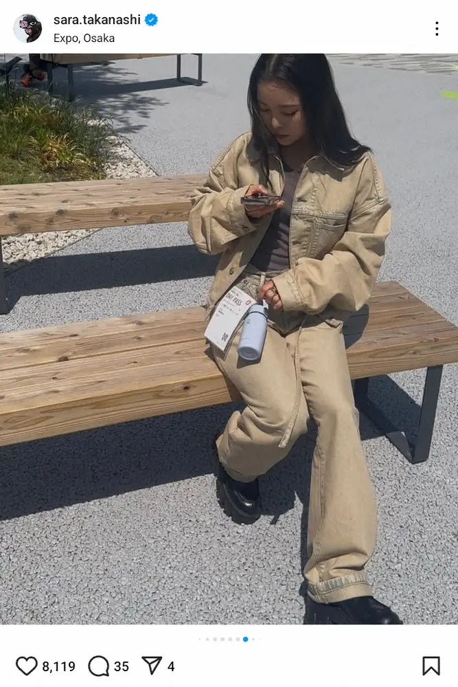 【画像・写真】高梨沙羅が粉もんグルメ満喫「何故こんなに美味しいんでしょうか」　“万博コーデ”に「可愛い」の声