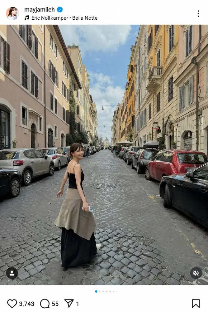 【画像・写真】イタリアを訪れたMay J.　開放感あふれる旅先ショットに「ボンドガール」「メチャクチャお似合い」