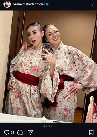 【画像・写真】武田久美子56歳　“裸の付き合い”22歳長女と温泉浴衣ショット公開し「こんなにも親子って似るモノ…」