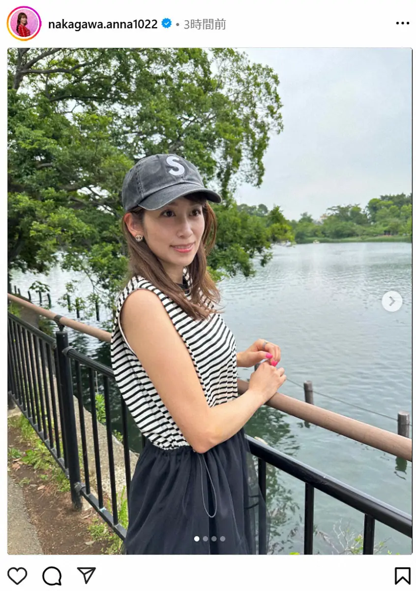 【画像・写真】まさかの悲劇…中川安奈アナ　ノースリワンピ姿でソフトクリームパクリも、フォロワーから励ましの声