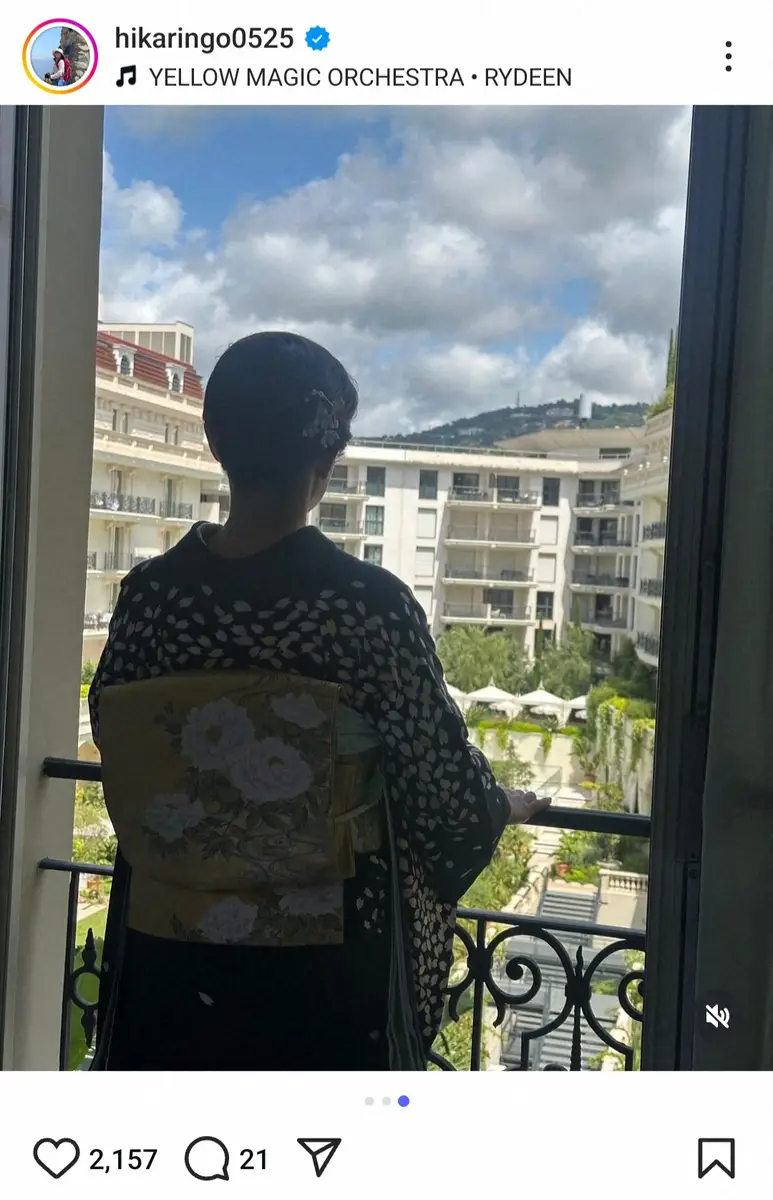 【画像・写真】石田ひかり　DJ着付師＆大物俳優との3ショット披露！　カンヌでの着物姿に仲良し女優も反応「素敵！」