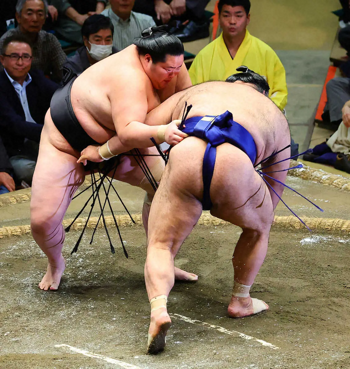 【画像・写真】＜大相撲夏場所・9日目＞高安（右）を上手出し投げで下す琴桜（撮影・藤山　由理）