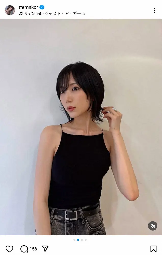 【画像・写真】髪をばっさりカットの32歳元アイドル　美デコルテに釘付け「色っぽい」「やっぱりショートが似合う」