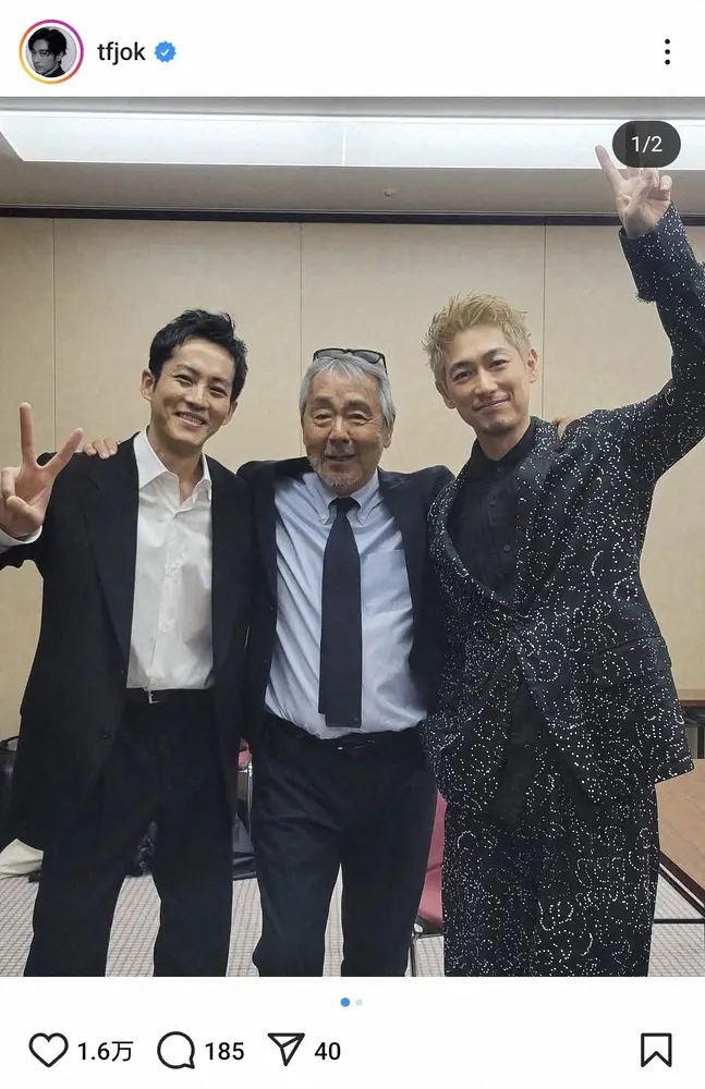 【画像・写真】金髪激変のディーン・フジオカ　大物俳優＆超人気俳優との舞台あいさつオフショット「カッコいい～」の声