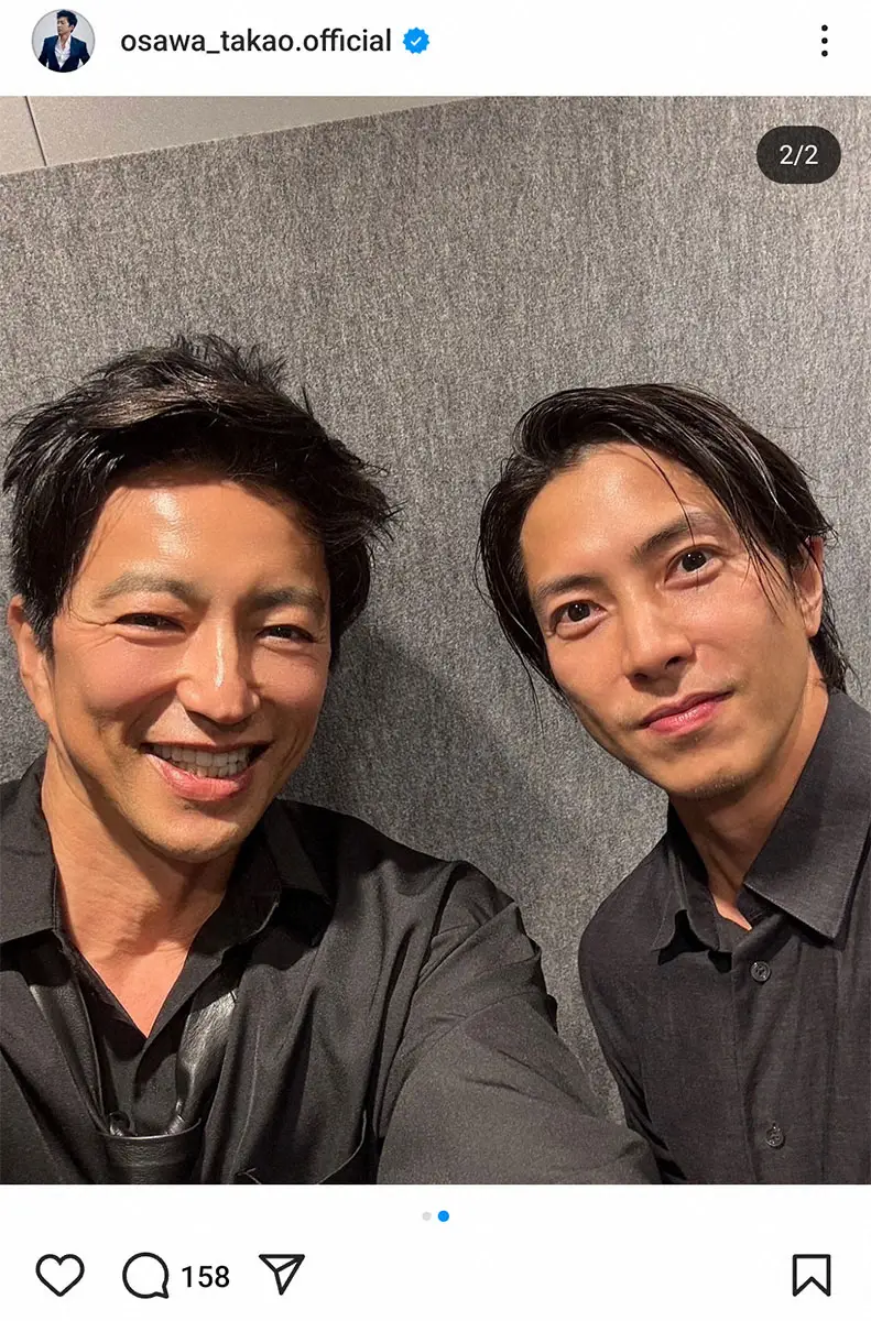 【画像・写真】「こんなエレベーター凄すぎて…」大沢たかお　山下智久とのブラックコーデ2ショットを披露