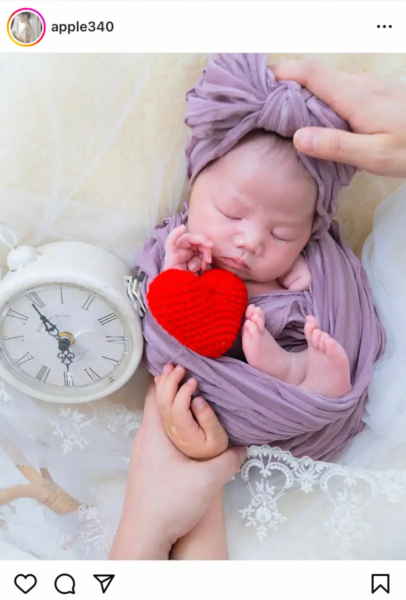 【画像・写真】38歳・三島ゆかり　第2子長女出産から1カ月…ニューボーンフォト公開「かわいすぎる」「あっという間」