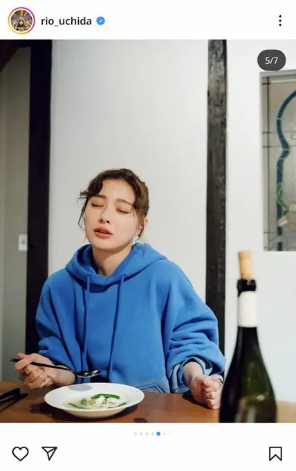 【画像・写真】ほろ酔い？　内田理央が肉料理頬張りショットで幸福顔「1番幸せを感じると言っても過言ではない」