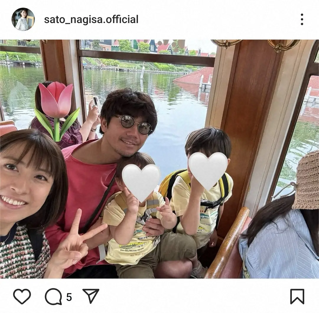 【画像・写真】元TBSでフリーとして復職の37歳アナ　元サッカー日本代表の夫＆2児と「九州一周旅行」家族ショット