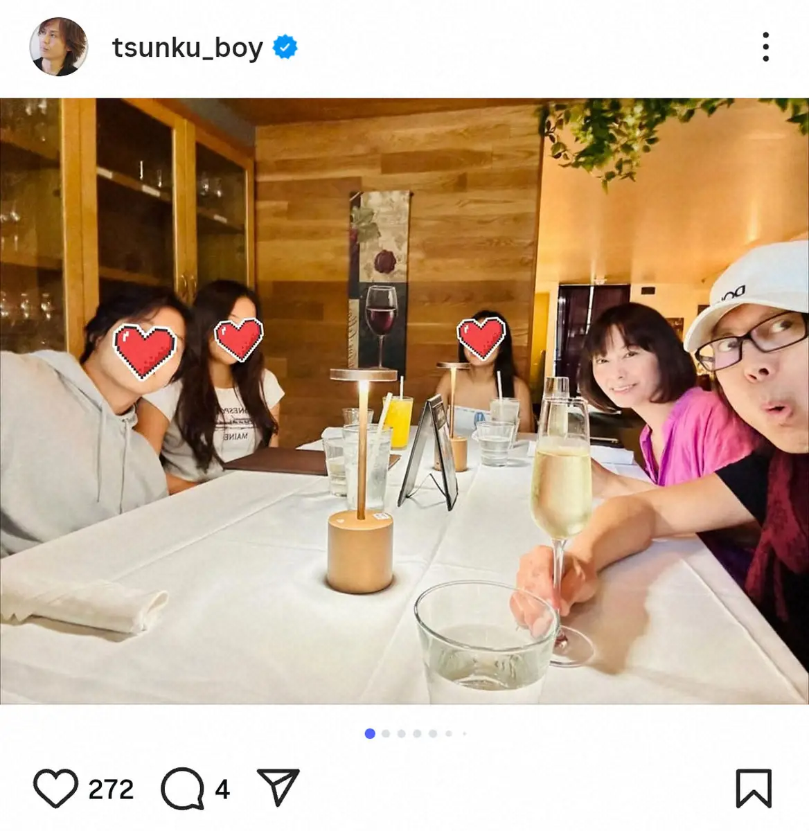 【画像・写真】つんく♂　「20周年目に突入」結婚記念日ディナーで家族S「妻、愛してるぜぃ！！」感動したこととは?