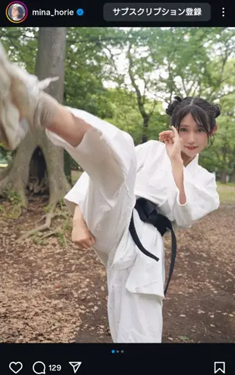 【画像・写真】日本一強いアナ・堀江聖夏　黒帯姿で“牛怪人”に正拳突き！「強く、美しく、生きていく…未来を切り拓く」