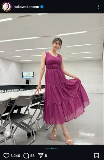 【画像・写真】“美しすぎる気象予報士”穂川果音　猛暑対策リゾートワンピコーデ披露に「涼しそう」「天女降臨」