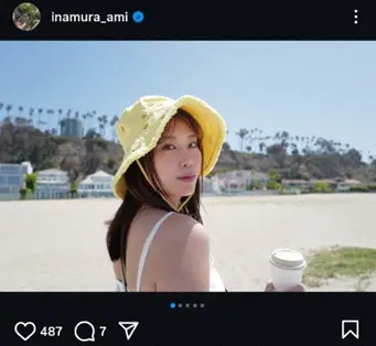 【画像・写真】稲村亜美　LAでのビーチ・ショット公開に「ヤバいって、可愛すぎる」「美人」「色気」「サイコー」