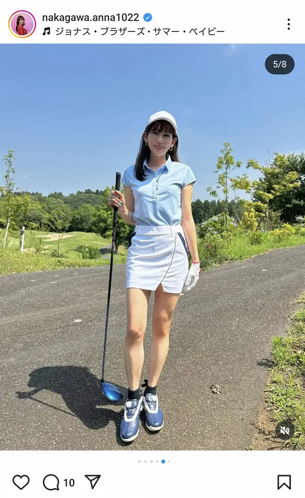 【画像・写真】中川安奈　超ミニスカのゴルフウエア姿披露に「可愛すぎ」「女神にしか見えません」「美脚サイコー」