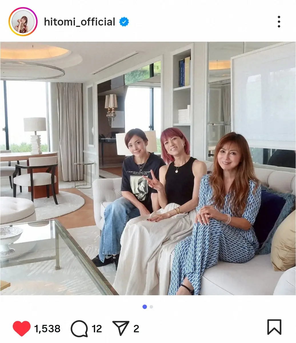 【画像・写真】hitomi　大物ミュージシャン＆4児の母モデルとの“豪華3S”を披露に「最強」「参りました！」の声