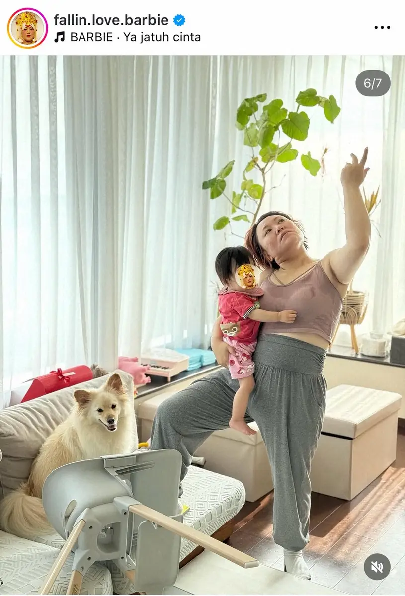 【画像・写真】バービー　「エアコン不調ぎみ」リアルな育児姿に共感の声続々「汗ばみかたが一緒」「親近感湧く」