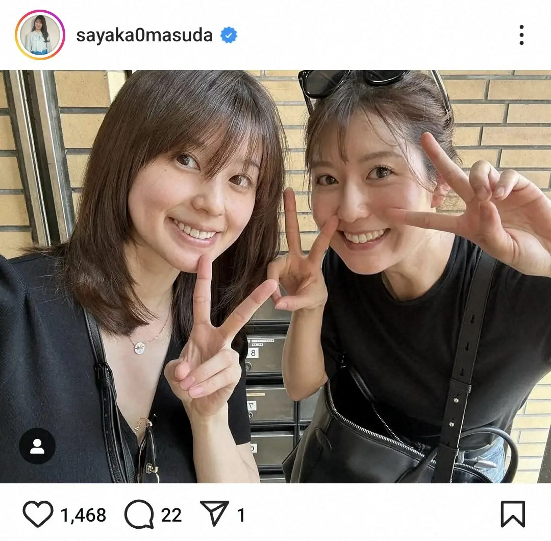 【画像・写真】テレ朝・桝田沙也香アナ　「すっぴんでもこの可愛さ」2児の母で同い年の仲良し人気モデルと2ショット