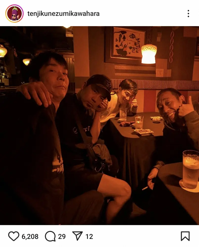 【画像・写真】天竺鼠・川原　超人気お笑い芸人らとの豪華飲み会4ショット披露に「最高ですな」「尊い」「楽しそう」