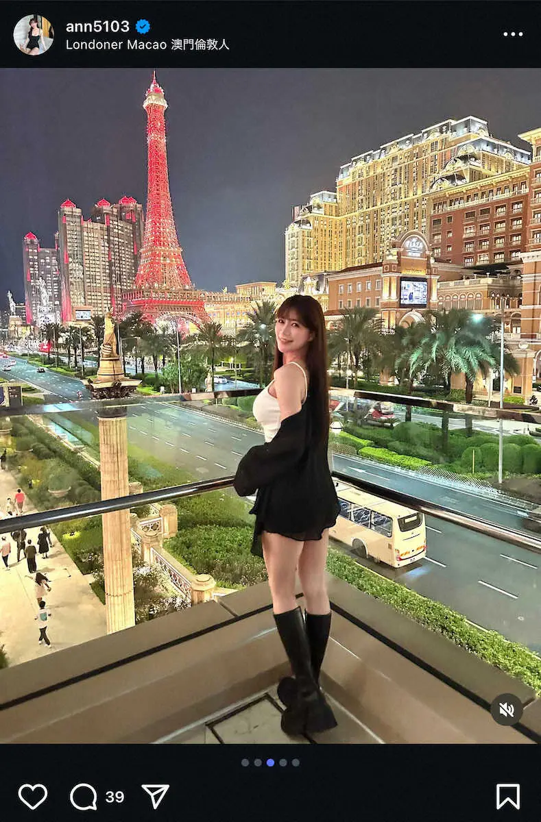 【画像・写真】フォロワー10万人の人気台湾チア　おなかチラリの“絶対領域”黒ショーパン姿に「美脚」「女神」の声