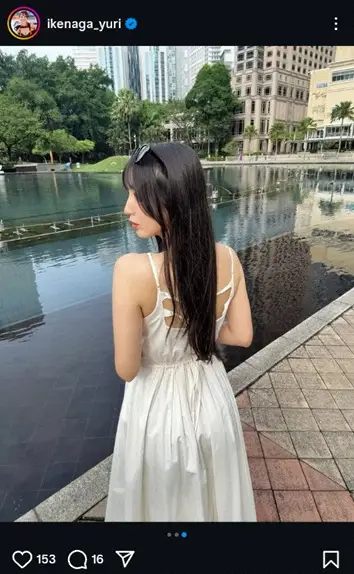 【画像・写真】“元アイドル”29歳レースクイーン・池永百合　海外での白ワンピ姿披露に「ナチュラル感が素敵」