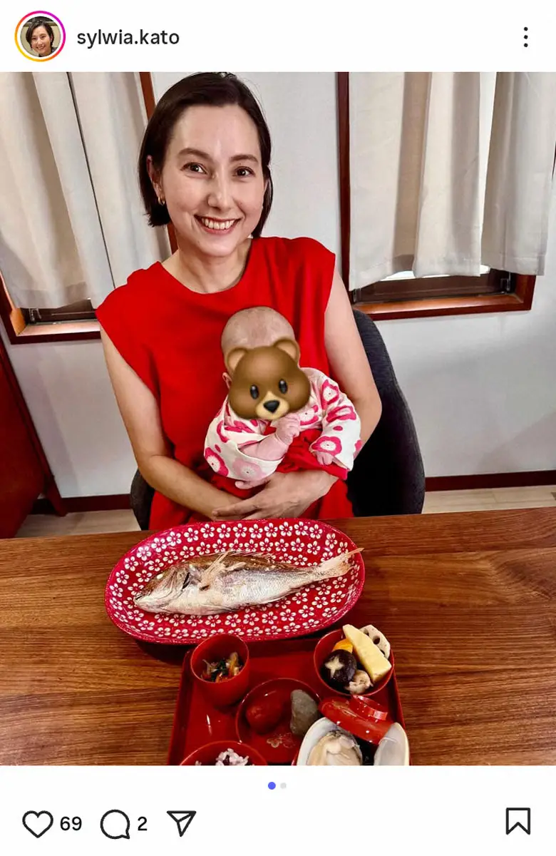 【画像・写真】4児の母・加藤シルビアさん　三女のお食い初めを報告「全部自分で作りました」も「鯛の鱗が台所中に」