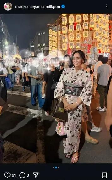 【画像・写真】元日テレアナ脊山麻理子45歳　祇園祭での浴衣姿披露に「キレイ」「帯の猫がカワイイ」「美人」「可愛い」