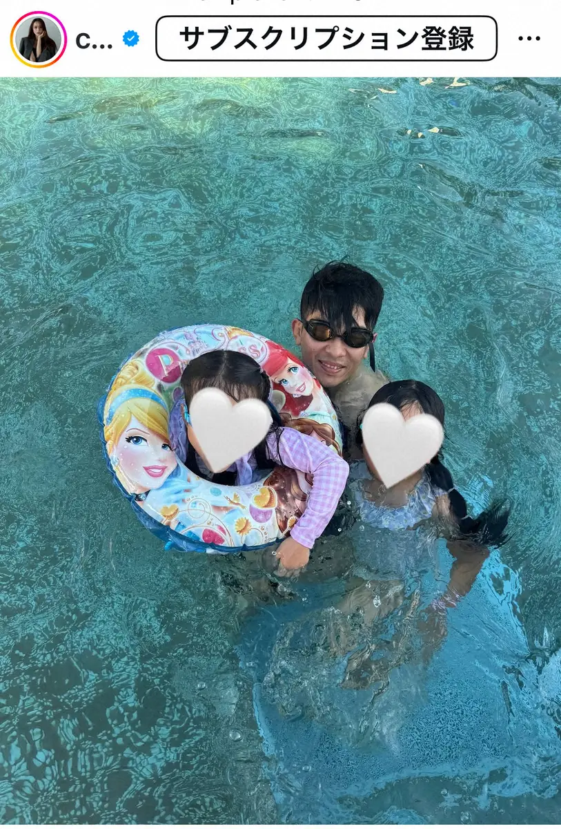 【画像・写真】近藤千尋　「家族でプールへ」幸せ家族S　三女を抱く姿にファン感嘆「スタイル良すぎ」「腹筋割れてる」