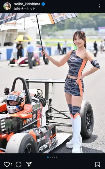 【画像・写真】“レース界の聖子ちゃん”霧島聖子　表彰台独占！勝利の女神のミニスカ姿公開に「美脚」「カッコイイ」
