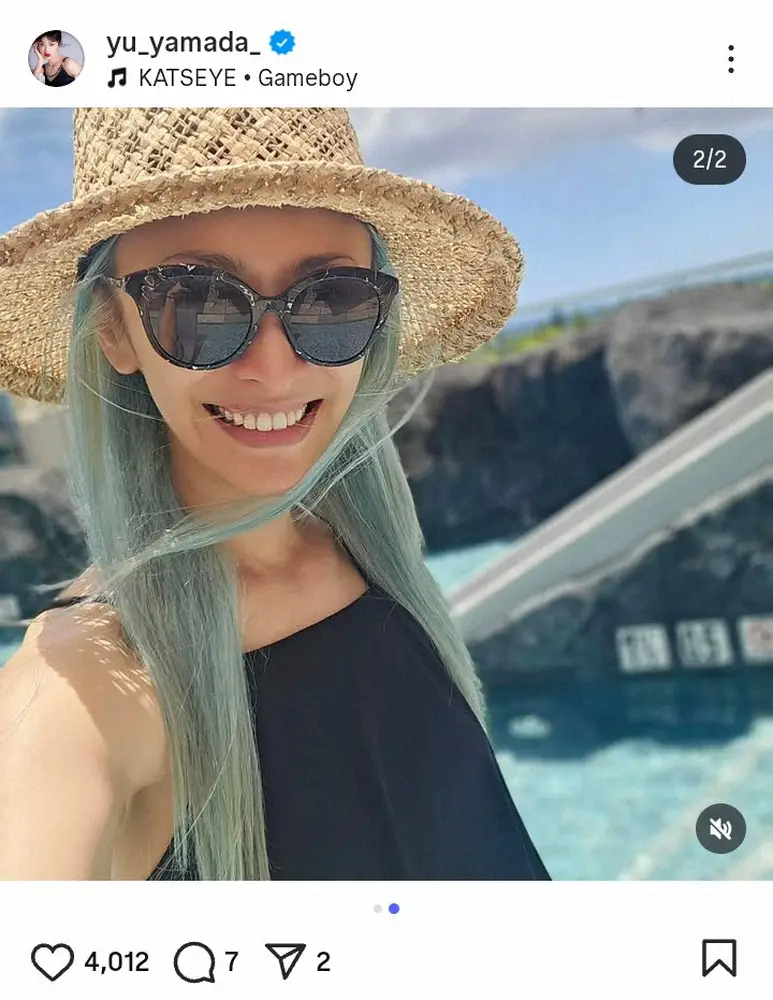 【画像・写真】山田優　「せっかく綺麗なlight buleにしてもらったのに…」水色新ヘア披露もまさかの