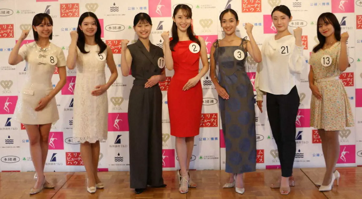 【画像・写真】東日本大会で、ミス日本への出場を決めた7名の候補者。3番がアルピニスト野口健氏が父の野口絵子さん
