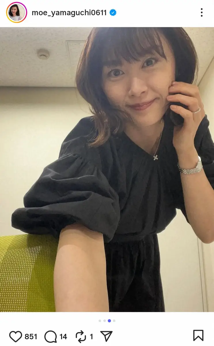 【画像・写真】48歳・山口もえ　「せ、せ、背中が…」“艶やか黒ワンピ”姿にファン「綺麗」「もえちゃん似合う」