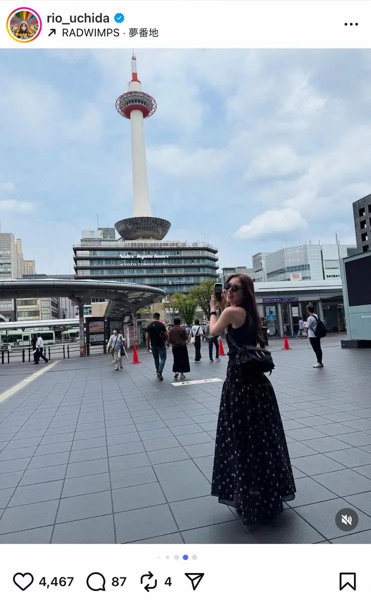 【画像・写真】内田理央　黒タンク＆ワンピコーデで京都満喫！「かき氷はなに味がすき？」横顔ショットに「可愛すぎ」の声