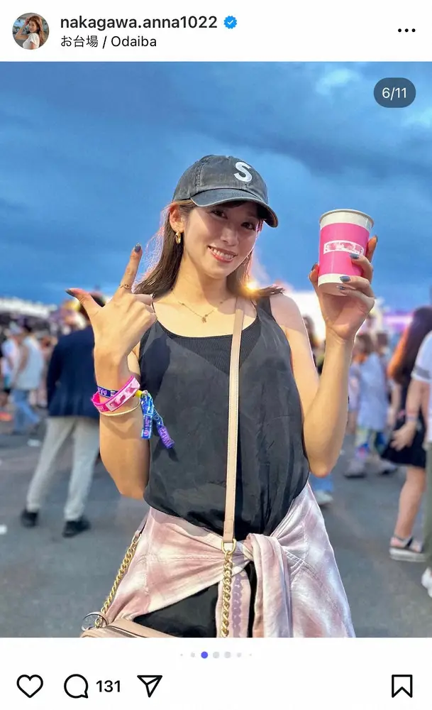 【画像・写真】中川安奈　キャップ＆タンクトップのフェスコーデに反響！「めちゃお似合い」「最高に可愛い」