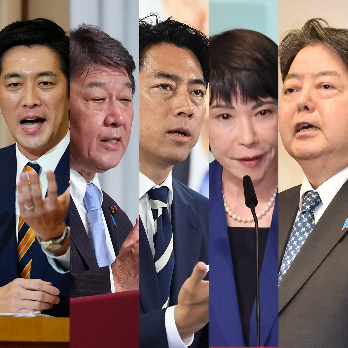 【画像・写真】（左から）小林鷹之氏、茂木敏充氏、小泉進次郎氏、高市早苗氏、林芳正氏
