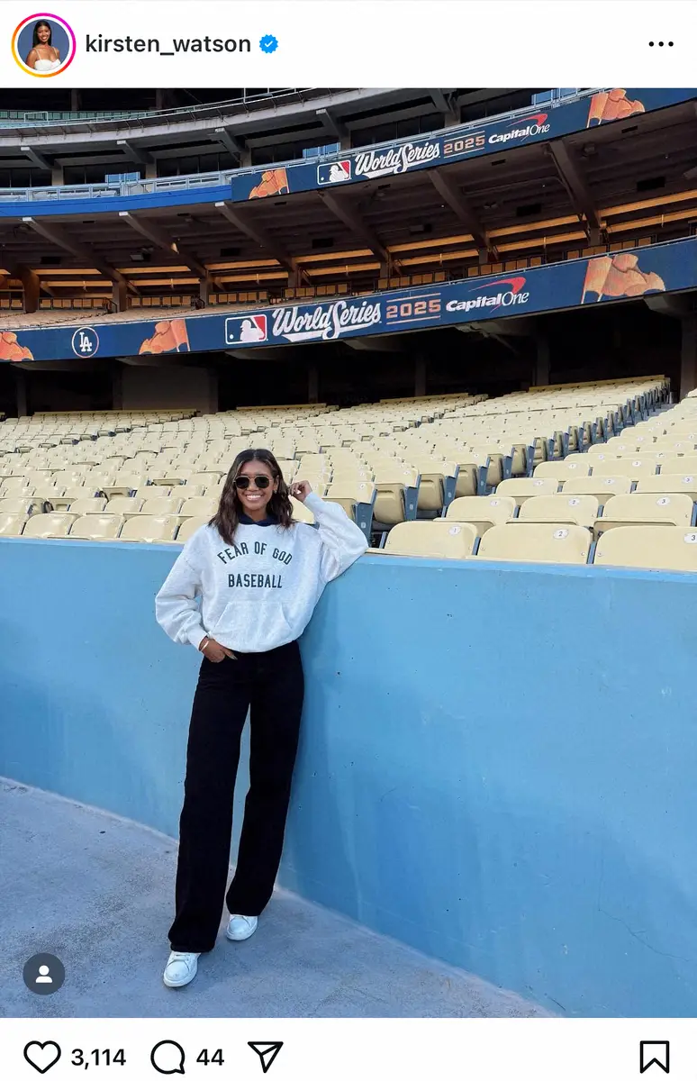 【画像・写真】ド軍リポーター・ワトソンさん　カッコいい！サングラス姿でエール「WS、行くぞ」ラフコーデ披露