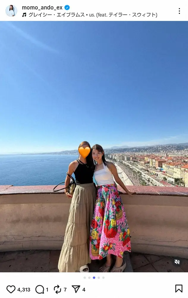 【画像・写真】テレ朝・安藤萌々アナ　大親友との旅先2ショ公開　フランス訪れ「小学校1年生から20年以上の付き合い」