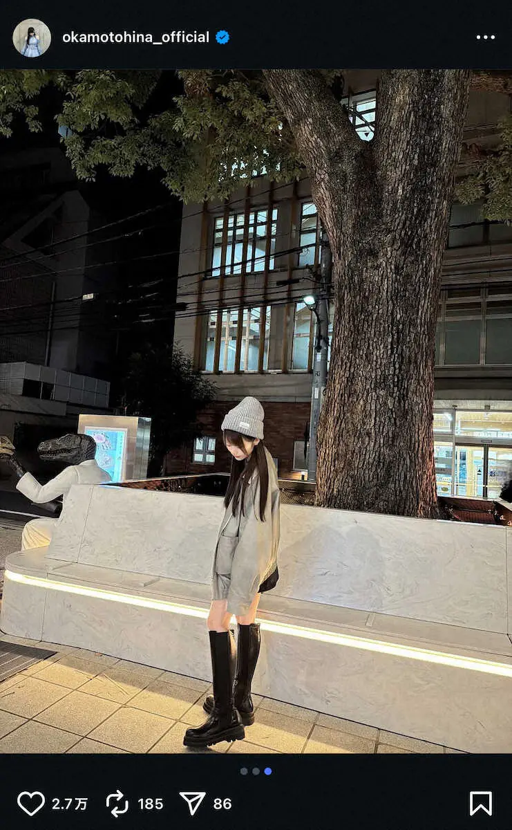【画像・写真】乃木坂46・岡本姫奈“美脚際立つ”黒ミニスカ＆ロングブーツコーデS！ファン歓喜「まさにビジュ最強」