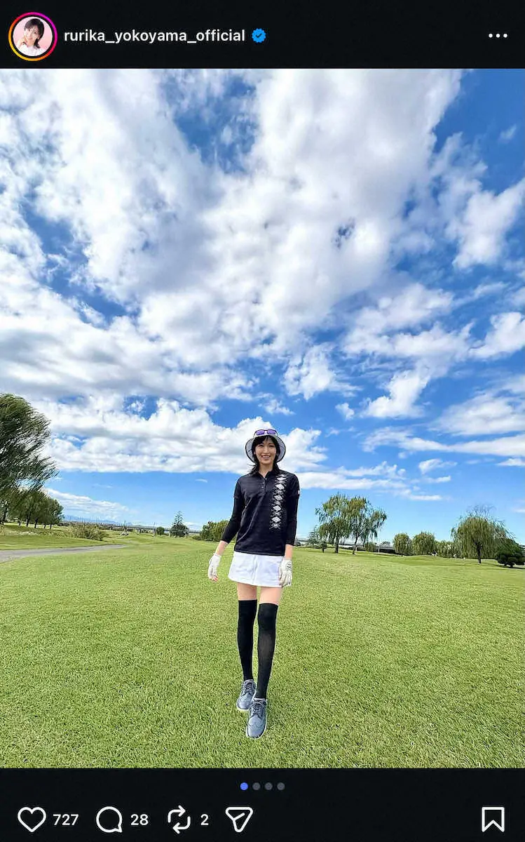 【画像・写真】横山ルリカ“美脚”際立つミニスカゴルフウェアS！ネット反響「スタイル抜群！」「足長くてキレイ～」