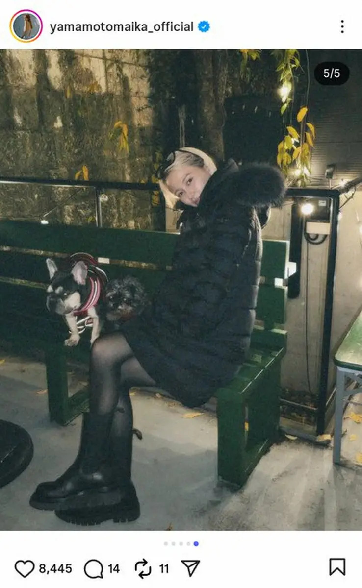 【画像・写真】山本舞香　透けタイツ×ふわふわダウンの冬コーデが話題「可愛過ぎます」「可愛くてにやにや」