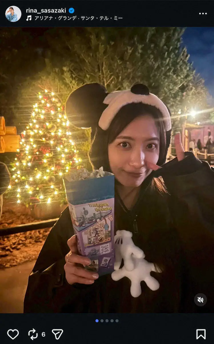 【画像・写真】笹崎里菜アナ「アトラクションより食べたいお年頃」　ミッキーの被り物を着用したクリスマスディズニーS！