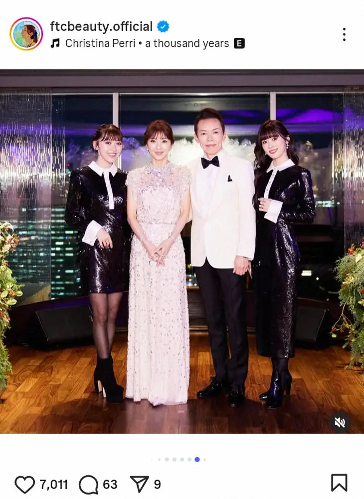 【画像・写真】君島十和子さん　結婚30周年迎え夫＆愛娘2人とのドレスアップの家族ショット「美しく素敵なファミリー」