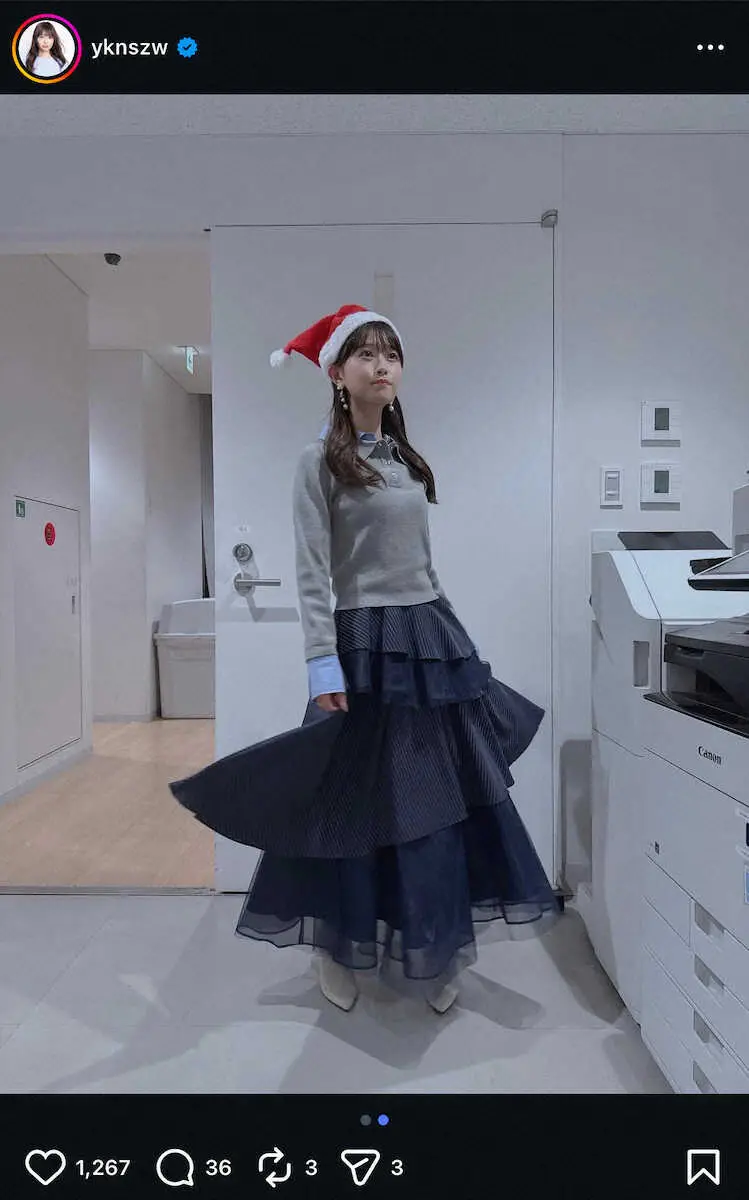 【画像・写真】ABEMA人気女子アナ「一足お先に…」　“あざと”クリスマスSにネット反響！「可愛いすぎ」「美人」