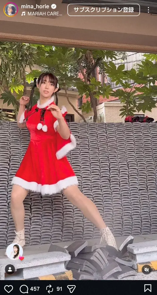 【画像・写真】“日本一強いアナ”堀江聖夏　Xmasかかと落としショット公開に「めっちゃ強いけど可愛いサンタさん」
