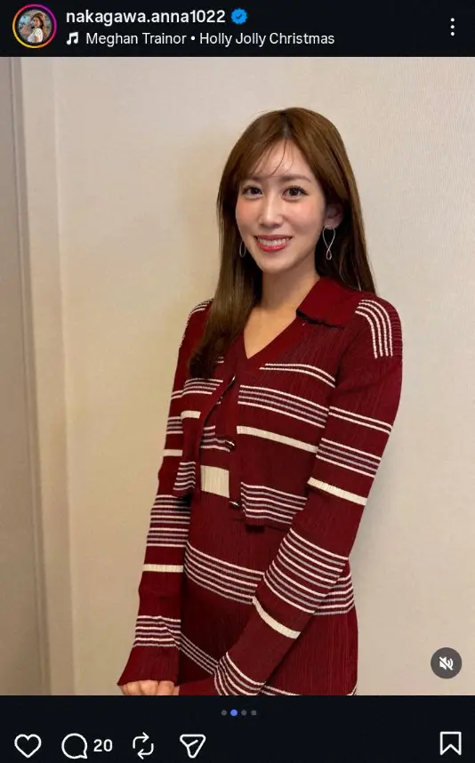 【画像・写真】中川安奈アナ　タイトなワンピ姿でXmasの予定を告白「どんなクリスマスをお過ごしですか？私は…」
