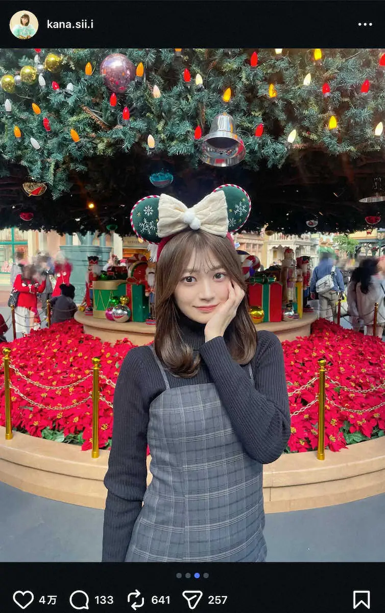 【画像・写真】CUTIE STREET・板倉可奈　ミニスカワンピのクリスマスディズニーS！ネット反響「メロすぎる」
