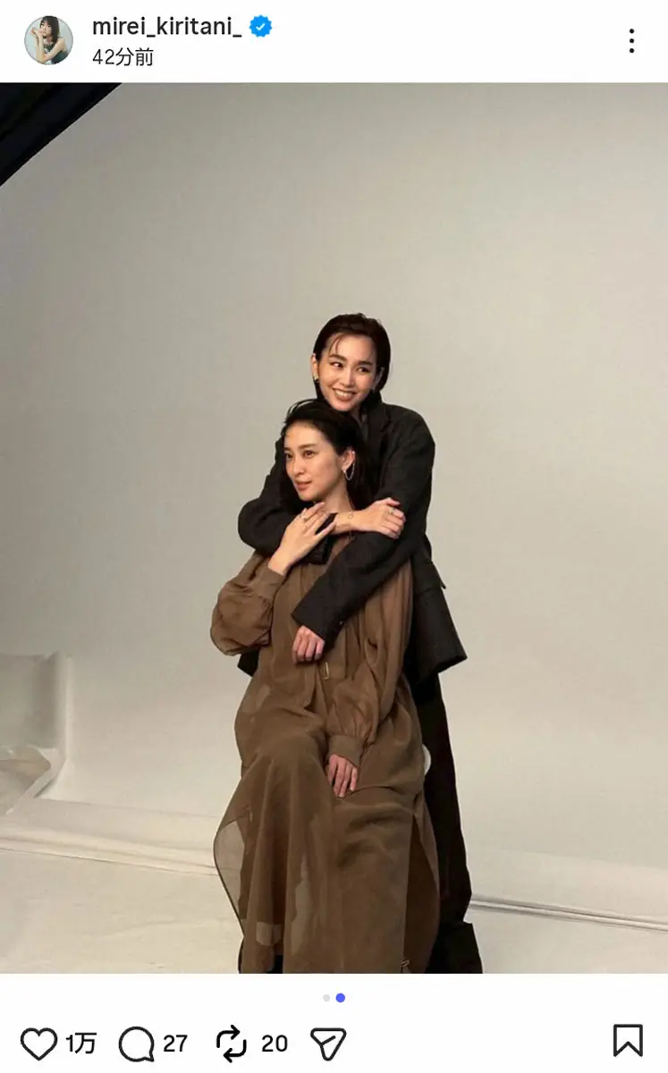 【画像・写真】桐谷美玲　「seventeen以来」人気女優との撮影オフショに反響「エモすぎる」「ネコ目三姉妹」の声