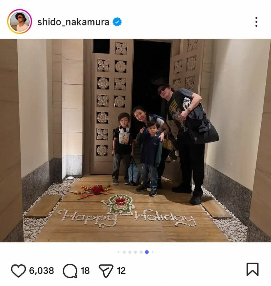 【画像・写真】中村獅童　歌舞伎俳優の2人の息子＆美人妻とバリ島満喫の仲良し家族ショットに「素敵なファミリー」の声