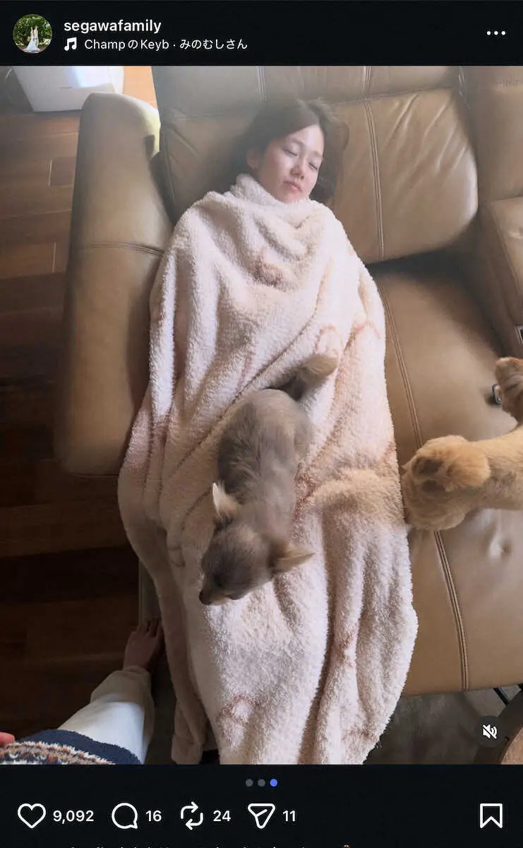 【画像・写真】武尊＆川口葵夫婦「いつになったら出てくるの」　川口葵が毛布に包まるSにネット反響！「良き写真」