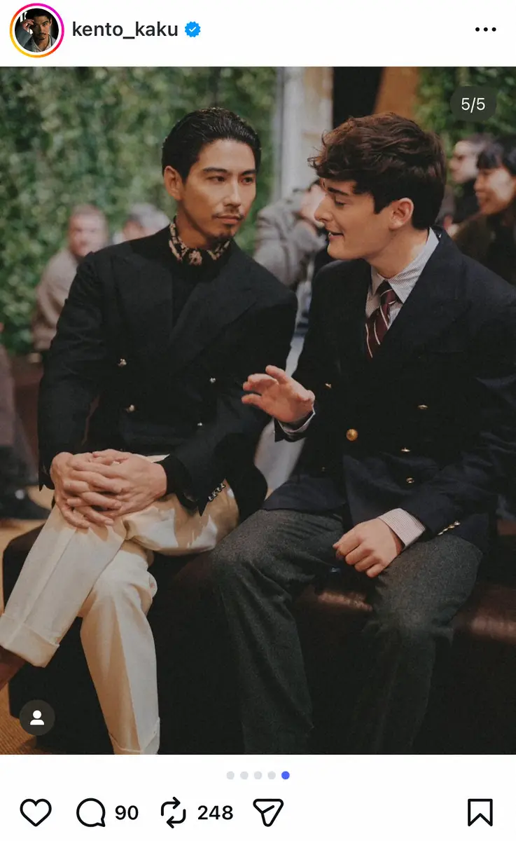 【画像・写真】「隣！！！！！！」賀来賢人の投稿にファン衝撃　まさかのVIPに「並んでるのやばい」「何話してんの？」